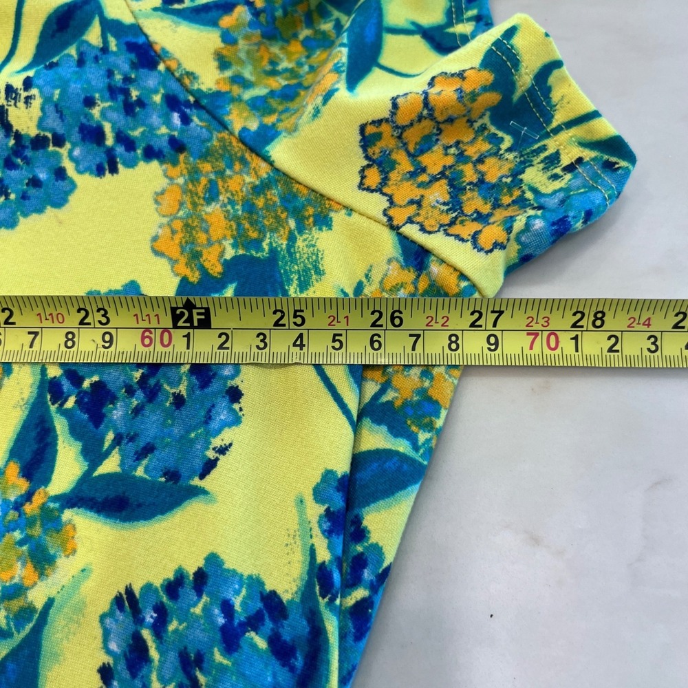 Lug Swing Dress Womens 3X Yellow Blue Floral Tiered Ruffle Hem Pockets Recycled - Picture 4 of 10